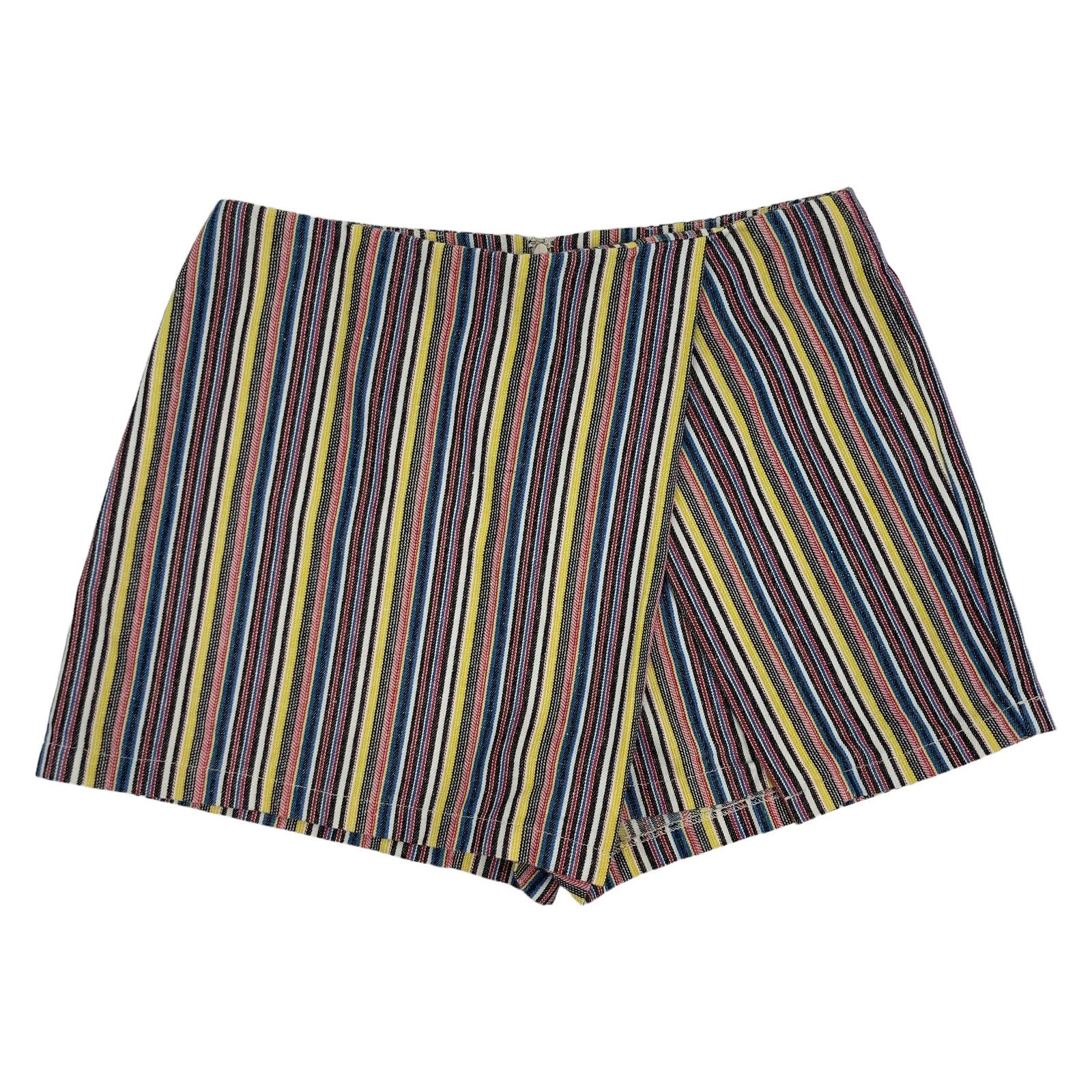Idem Ditto Skort Womens Cotton High Rise Boho Multi Striped Faux Wrap Large