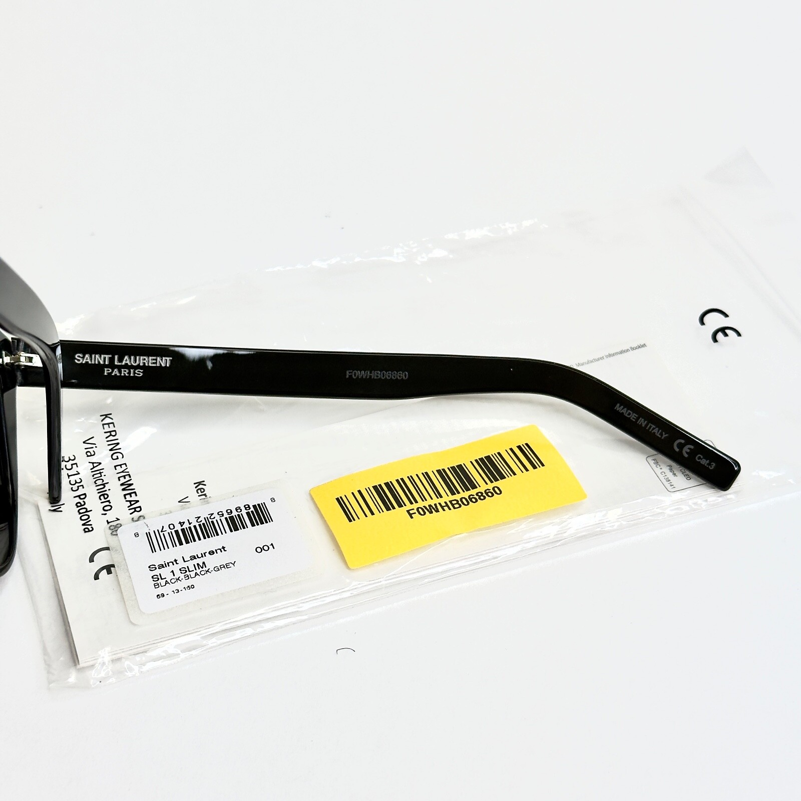 Occhiali da sole SAINT LAURENT SL 1 SLIM 001 nero grigio rettangolari unisex maschera SL1