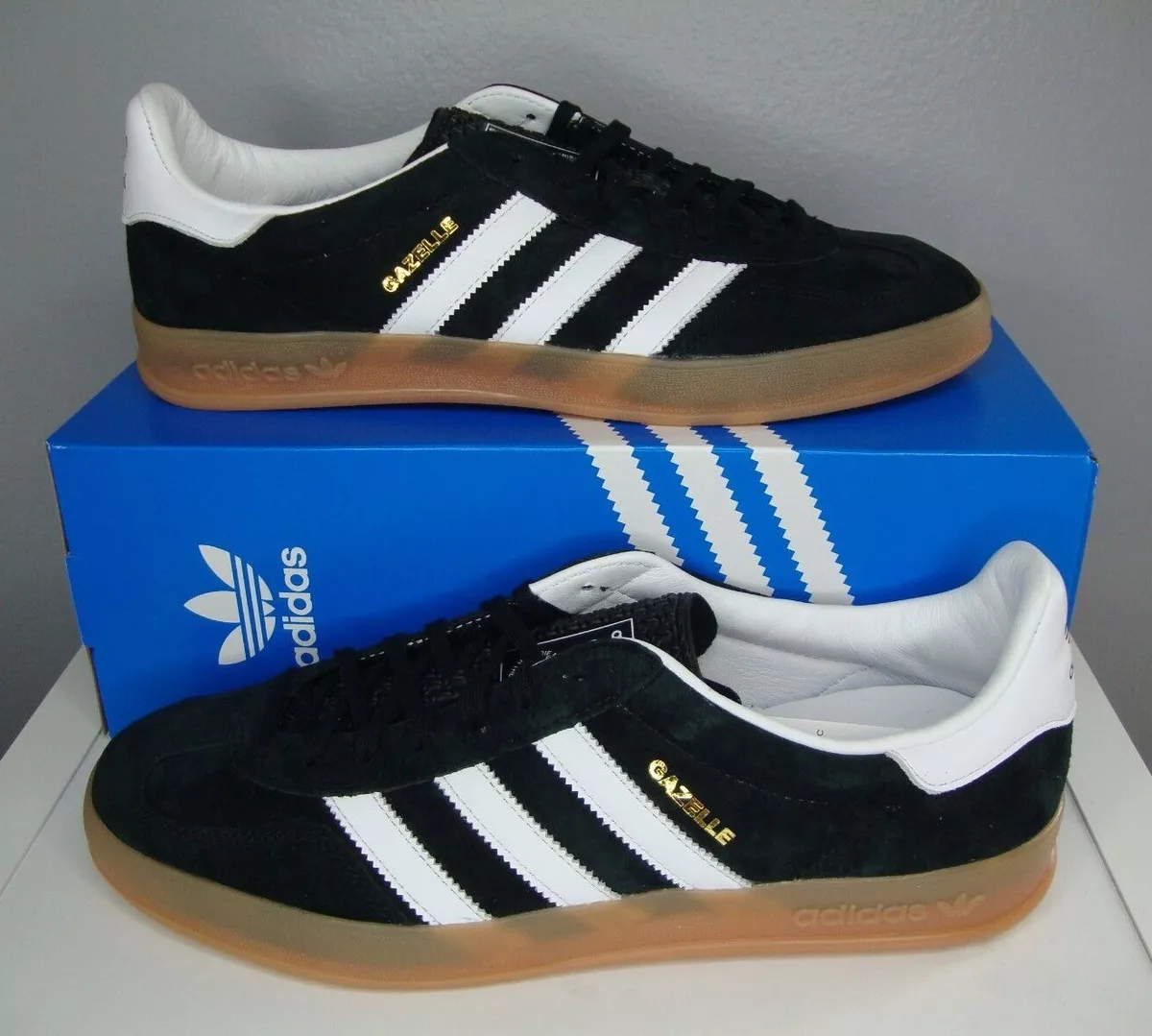 esposas entrada rechazo Adidas Gazelle Indoor Retro Trainers Shoes Mens US 10, UK 9.5 Black White  HO6259 | eBay