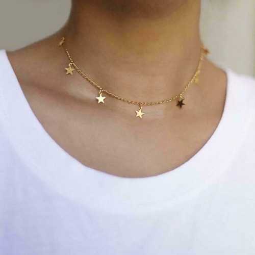 Boho Star Choker Necklace for Women - Gold & Silver Handmade Pendant - Picture 2 of 15