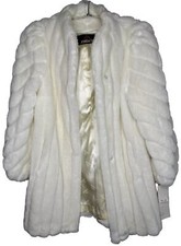 New Vintage Jordache White Faux Fur Coat Long Knee Length Size 11/12 Usa Made