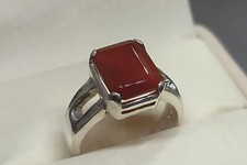 Natural Yemeni Brown Aqeeq Sterling Silver 925 Handmade Women Solitaire Ring