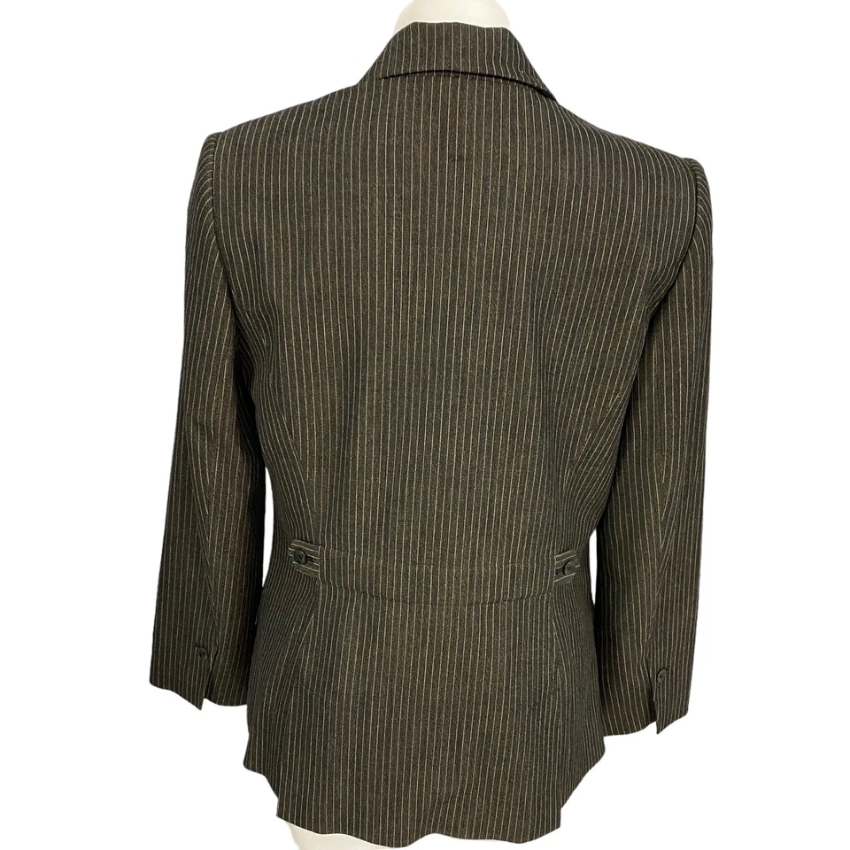 Blazer Caslon Mujer Petite 12P Rayas Marrón Chaqueta Oficina Trabajo Carrera Foto 3 de 4