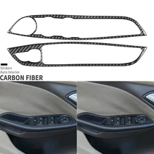 Real Carbon Fiber Front Window Lift Switch Panel Cover Trim For Ford Focus 12-18