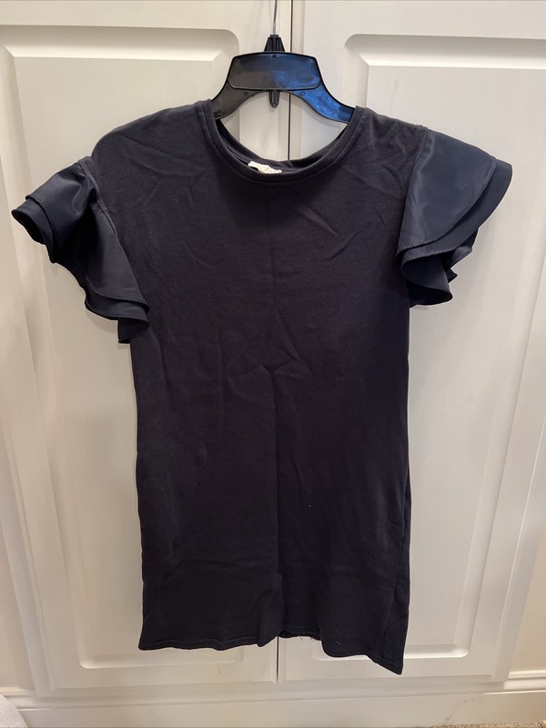 Hayden girls Large 13/14 Navy Knit Dress with Ruffle Sleeves