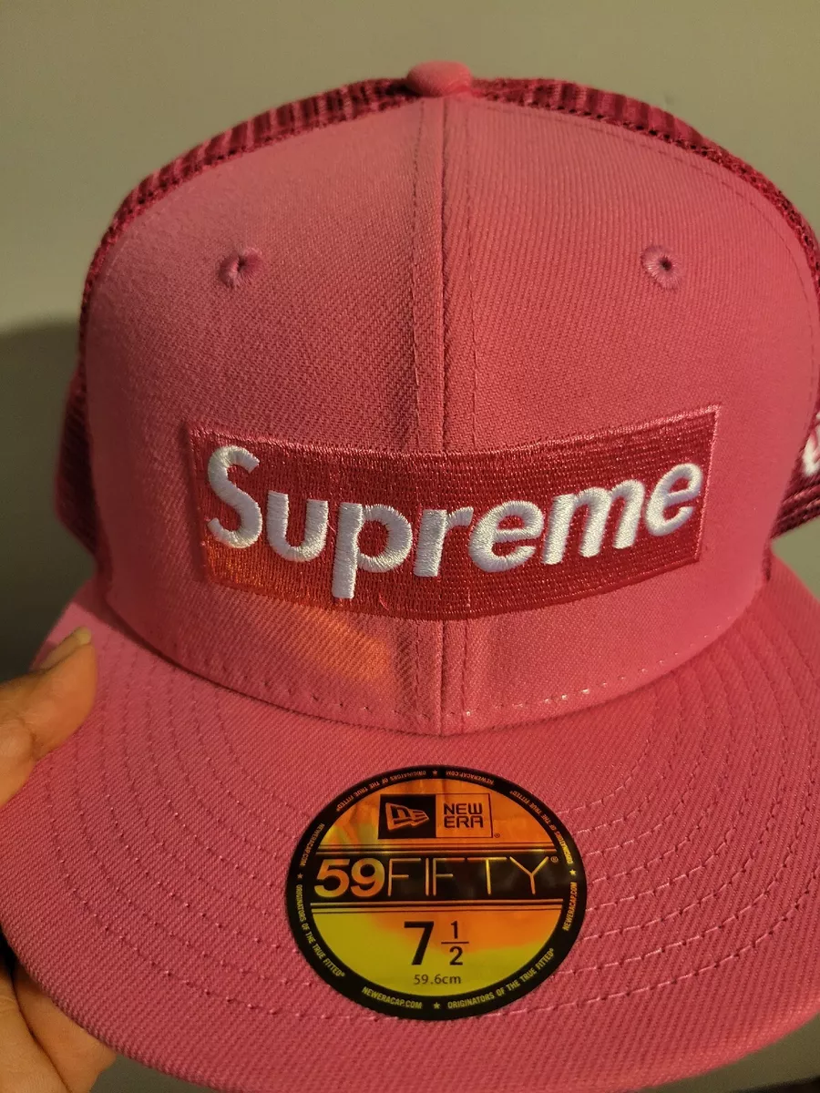 Supreme Box Logo Mesh Back New Era Pink Hat (7 1/2)