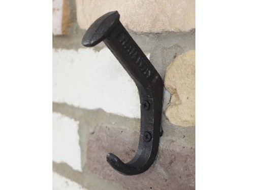Railway Coat Hook Nail Large 13cm Cast Iron Coat Dressing Gown Towel Hats Bags - Picture 2 of 2