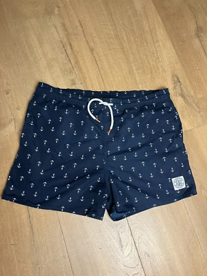 short de bain vintage bleu logo ancre marine marque japonaise - Photo 1/4