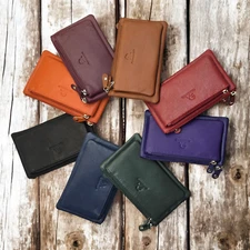 Unisex Genuine Soft Leather Coin Pouch Purse Wallet Key Holder RFID Protected