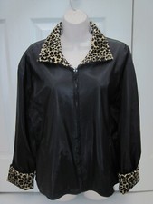 Ud Utex Design Woman's Large Reversible Jacket Black Polyvinyl & Leopard Velvet