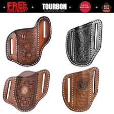 TOURBON Leather Folding Knife Sheath Belt Carry Pouch Pocket Knives Case 3 Type