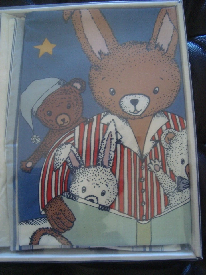 IKEA DISEÑO ROPA DE CAMA 4 PIEZAS GUARDERÍA NIÑO BEBÉ NIÑO PEQUEÑO CONJUNTO AZUL BLANCO RAYAS NUEVO Foto 3 de 4