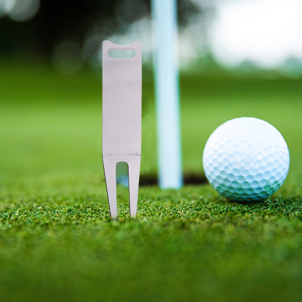 Pitch Mark Tool Divot Portable Metal Golf Repair Rustproof Fork for