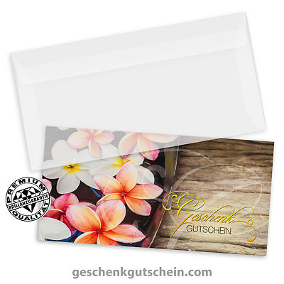 Gutscheinkarten ''DINlang'' mit Kuverts für Massage Wellness Wohlfühlen MA9241