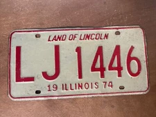 1974 Illinois License Plate # LJ 1446