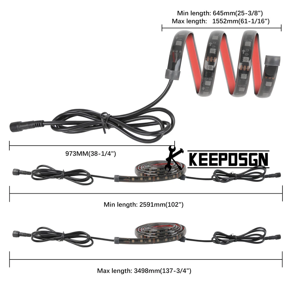 For Nissan 6X RGB Underglow LED Kit Brake Reverse Turn Signal Strips Neon Light - Image 2 of 4