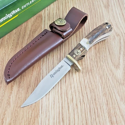 Remington Guide Jr Fixed Knife 3.25" Stainless Steel Blade Stag Bone/Wood Handle
