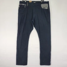 Rock Smith Men's Suede Denim Jeans Deep Navy Straight Up Fit 38x33 NEW