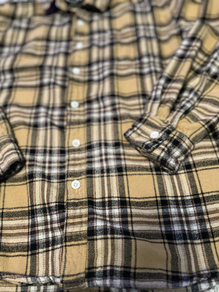 Pacsun de franela suave amarillo mostaza y negro para hombre con botones talla mediana Foto 4 de 4