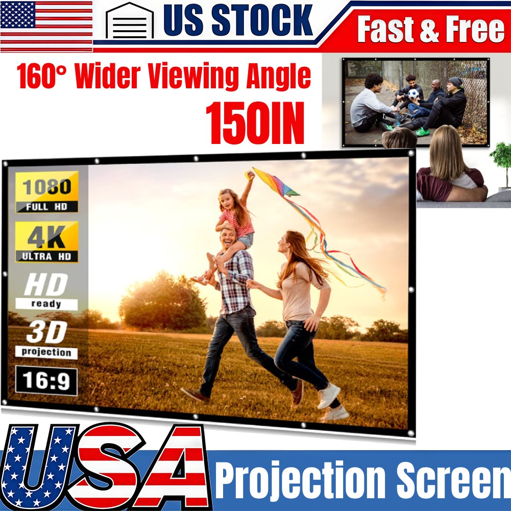 12.5ft Portable Projector Movie Screen, 16:9 4K Projection Screen US Stock