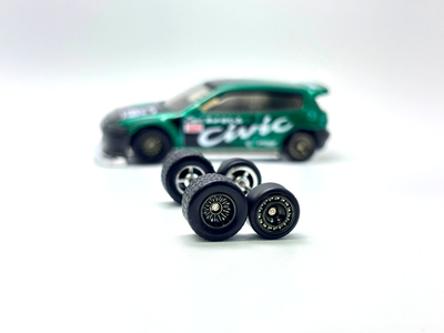 R024 Hotwheels Honda Civic STH 1/64 Rubber Real rider # Chrome