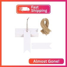 SallyFashion 100PCS Gift Tags with String Attached, 2.8x0.8 inch Kraft Paper Han