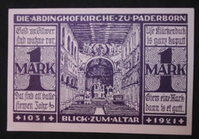 Emergency money 1921, 1 Mark.  The Abdinkhof Church in Paderborn uncirculated/9