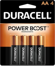 Duracell Coppertop AA Batteries with Power Boost Ingredients, 4 Count Pack Doubl