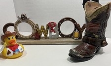Cowboy Boots Coin Bank, Rubber Duck, Cute Sign Baby Shower Gift Set Room Decor