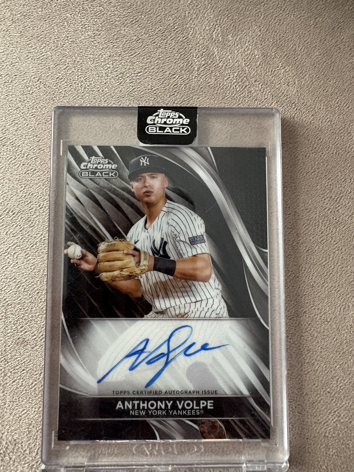 2024 Topps Chrome Black Autographs Anthony Volpe #CBA-AV Encased