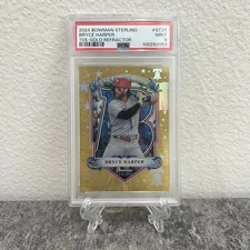 2024 Bowman Sterling TEK Gold /50 SP Bryce Harper #ST25 Phillies PSA 9
