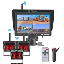 Wireless Truck/Trailer 7" Display 3xRearview Backup Camera with BSD AI Detection