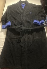 Polo Ralph Lauren Bath Robe Men s L/XL Black/Blue Terry Cloth Belted