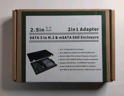 2 In 1 Adapter 2.5in(9.5mm) sata 3 to M. 2 & mSATA SSD Enclosure