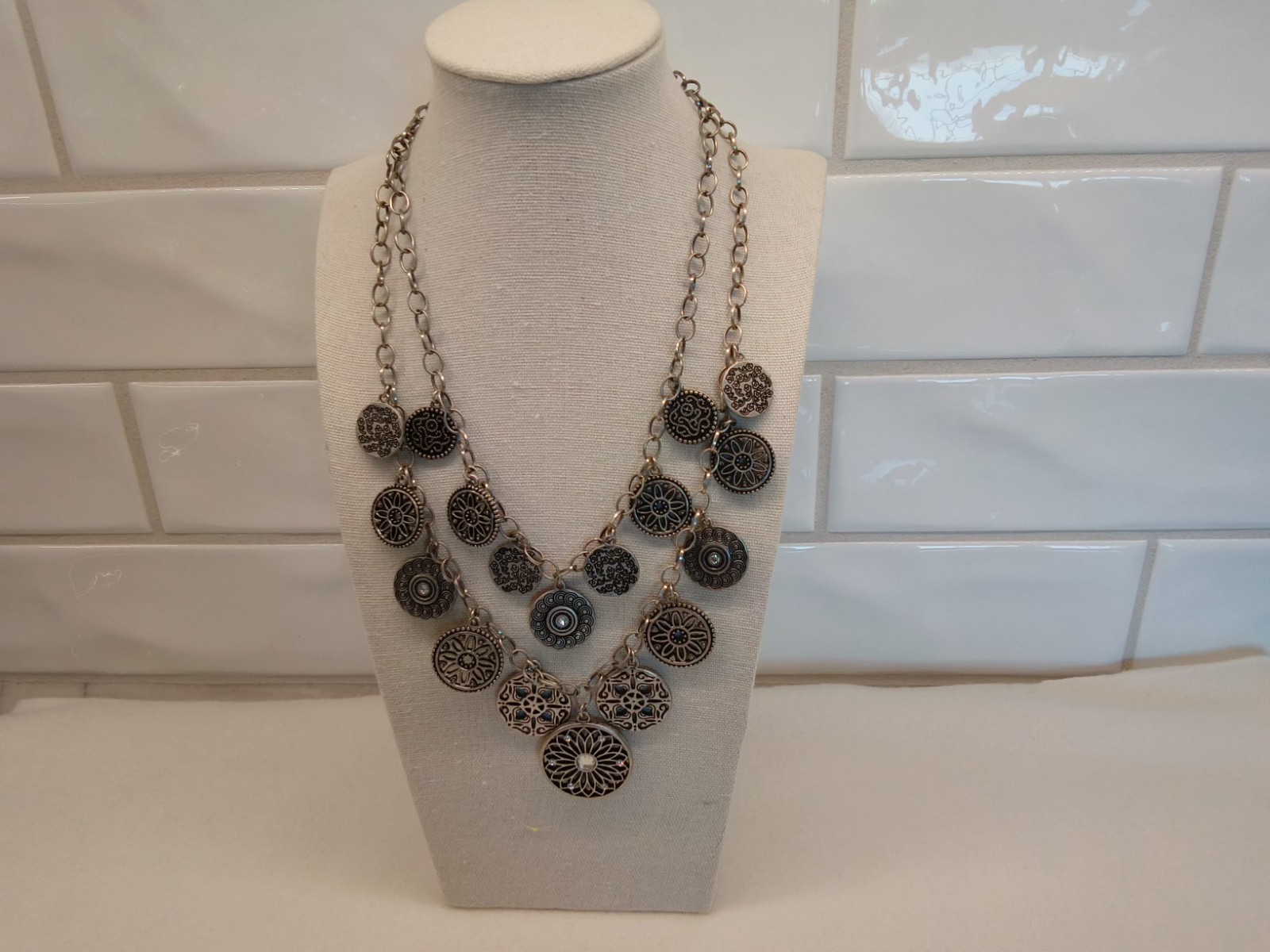 Premier Design Two Strand Silver Tone Multi-Disc … - image 5