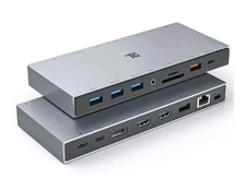 15-in-1 Docking Station, 4K Triple Display Dock with 2HDMI&DP, 100W PD Charging,