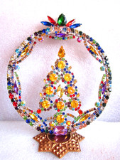 RHINESTONE BEAUTIFUL CZECH HANDMADE CHRISTMAS TREE DECORATION STANDING T970