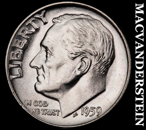 1959 Roosevelt Dime- Silver- Choice Gem Brilliant Unc Luster No Reserve #J2696