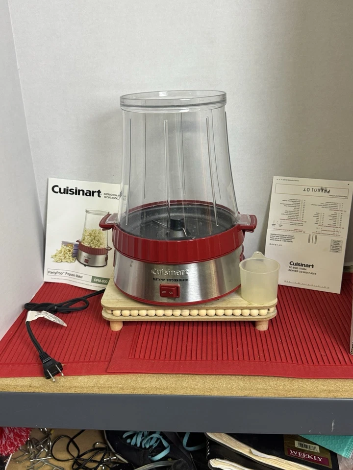 Cuisinart PartyPop устройство для приготовления попкорна на 10 чашек откидная чаша модель CPM-800 EUC красное - Изображение 2 из 4