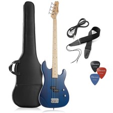 OPEN BOX - 4-String Right Handed Electric Bass Guitar Kit with Gig Bag - Blue