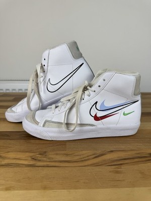 Nike Blazer Mid '77 Multi Swoosh Sneaker Weiß Leder Gr. UK 5 - TOP