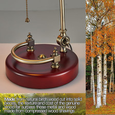 Bankers Lamp, Traditional Green Desk Lamp with Solid Birch Wood Base, Green G...