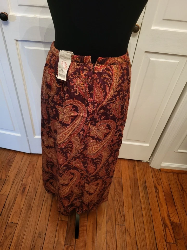 Falda midi elástica vintage años 90 marrón/óxido cachemir talla 20W caprichoso grunge boho Foto 2 de 4