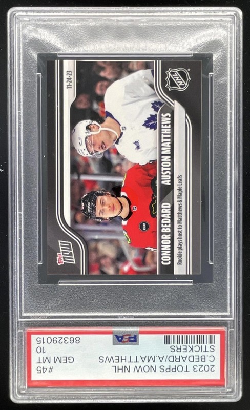 2023-24 Topps Now NHL Stickers #45 Connor Bedard Auston Matthews PSA 10