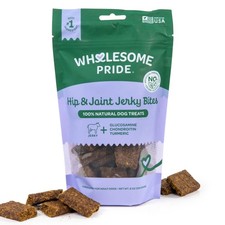 Wholesome Pride Functional Dog Hip & Joint Support Beef Jerky Bites, USA Made Mo