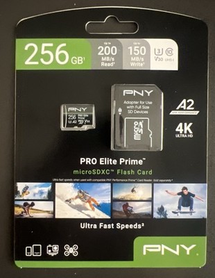 PNY 256GB PRO Elite Prime C10 U3 V30 A2 microSDXC Flash Memory Card   Ultra-Fast