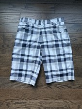 NIKE Golf Youth Boy Dri Fit Shorts Gray White Plaid Size M