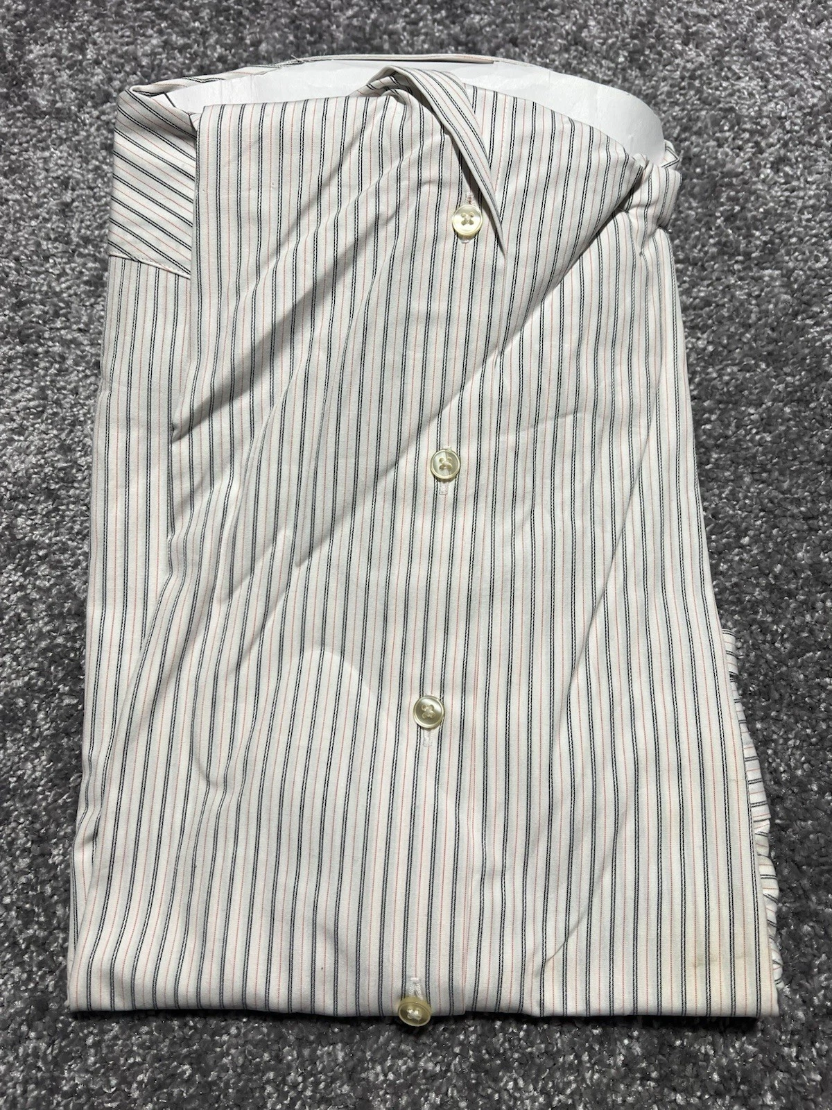 OFF WHITE DKNY Camicia elegante uomo slim fit bianco sporco a righe slim fit 16 1 2 32 33 nuova con etichetta