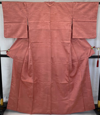 Japanese Vintage Kimono Polyester Pink Traditional Authentic Length 63 in