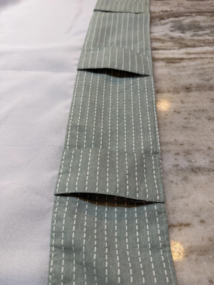 West Elm Chambray Tack Stripe BLACKOUT Curtain 48x 96” Color: Sage (green) - Image 3 of 4